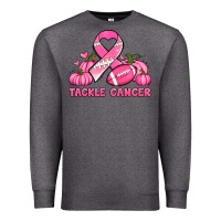 Charcoal Heather tackle cancer pumpkins football and ribbon breast cancer awareness Premium Sweatshirt - Jasminsmagicworld