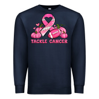 Navy tackle cancer pumpkins football and ribbon breast cancer awareness Premium Sweatshirt - Jasminsmagicworld