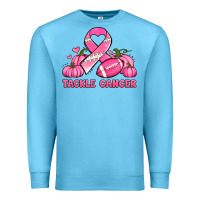 Ocean Blue tackle cancer pumpkins football and ribbon breast cancer awareness Premium Sweatshirt - Jasminsmagicworld