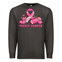 Smoke tackle cancer pumpkins football and ribbon breast cancer awareness Premium Sweatshirt - Jasminsmagicworld