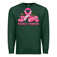 Sports Green tackle cancer pumpkins football and ribbon breast cancer awareness Premium Sweatshirt - Jasminsmagicworld