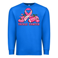 True Royal tackle cancer pumpkins football and ribbon breast cancer awareness Premium Sweatshirt - Jasminsmagicworld