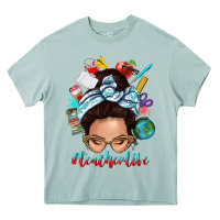 Arona teacher life messy bun Heavy Core Tee - texasbilliewilder