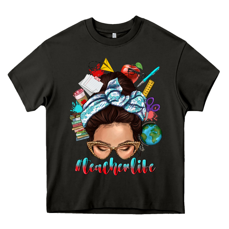 Teacher Life Messy Bun Heavy Core Tee by texasbilliewilder | Teevron