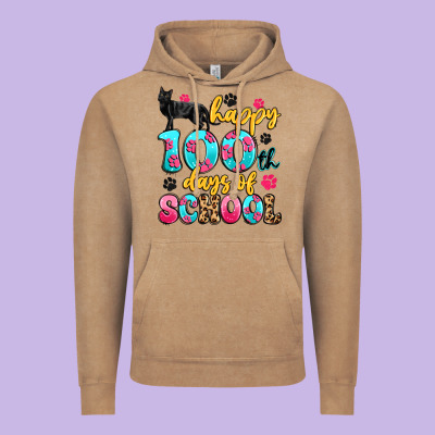 Happy 100th Days Of School Cat Vintage Hoodie Designed By Artiststas