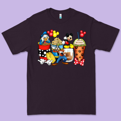 Cartoon Characters Coffee Cups Premium Tee Designed By Zillion Design Studio