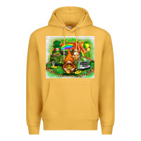 Mustard st patricks day gnomies with truck Premium Hoodie - NancyCooperArtShop