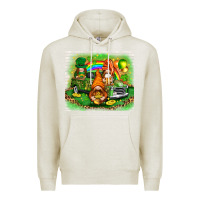 Oatmeal Heather st patricks day gnomies with truck Premium Hoodie - NancyCooperArtShop