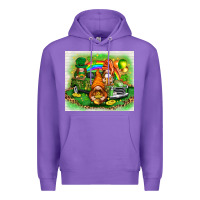 Purple st patricks day gnomies with truck Premium Hoodie - NancyCooperArtShop