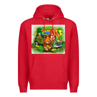 Red st patricks day gnomies with truck Premium Hoodie - NancyCooperArtShop