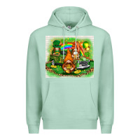 Seafoam st patricks day gnomies with truck Premium Hoodie - NancyCooperArtShop