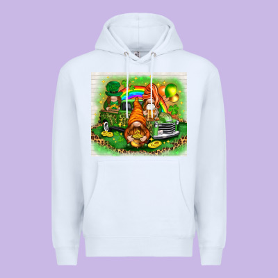 St Patricks Day Gnomies With Truck Premium Hoodie Designed By Nancycooperartshop