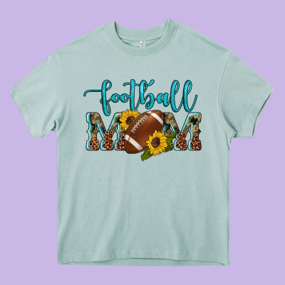 Western Leopard Camouflage Sunflowers  Glitter Mom Football Heavy Core Tee Designed By Artiststas