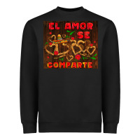 Black el amor se comparte with churros Heavyweight Sweatshirt - AdoDesignShop