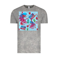 Cloud Rock summer and octopus seamless pattern Vintage Tee - BundleAndBundleShop