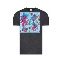 Vintage Black summer and octopus seamless pattern Vintage Tee - BundleAndBundleShop