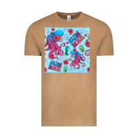 Vintage Camel summer and octopus seamless pattern Vintage Tee - BundleAndBundleShop