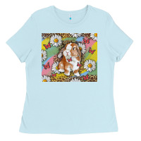 Baby Blue Watercolor Easter Bunny With Daisy Ladies Tee - RanaPortraitStore