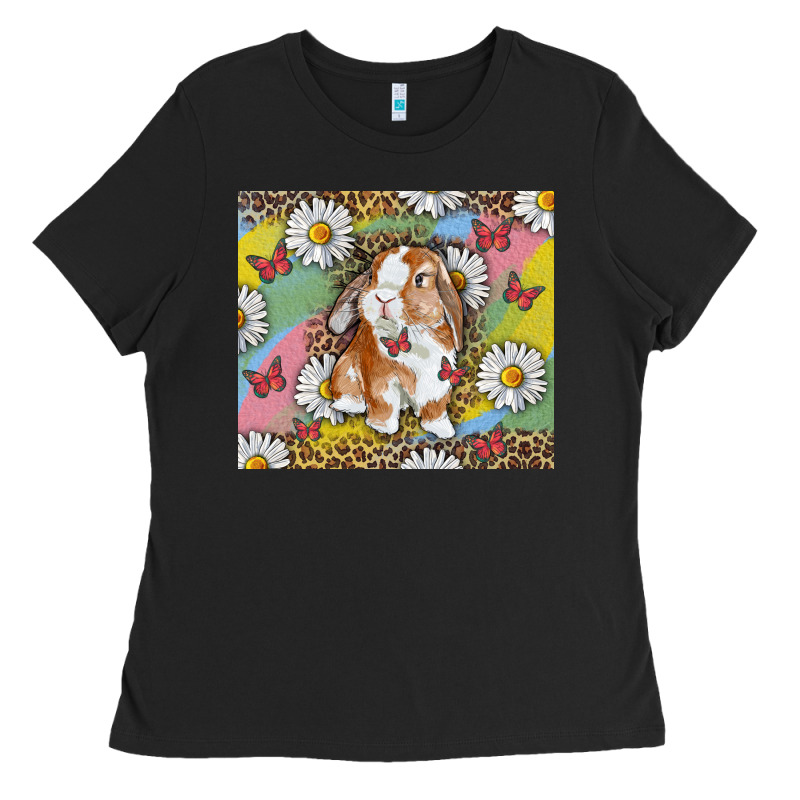Watercolor Easter Bunny With Daisy Ladies Tee by RanaPortraitStore | Teevron