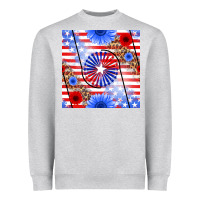 Heather Grey patriotic usa flag and sunflower Heavyweight Sweatshirt - BundleAndBundleShop