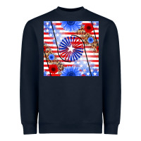 Navy patriotic usa flag and sunflower Heavyweight Sweatshirt - BundleAndBundleShop