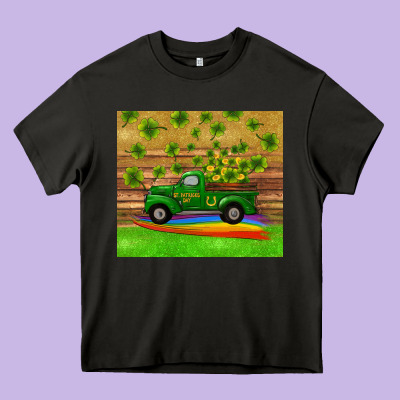 Heavy Core Tee st patricks day truck shamrock with rainbow tumbler