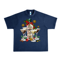 Navy Christmas martini  and martini bottle Urban Heavy Tee - AdoDesignShop