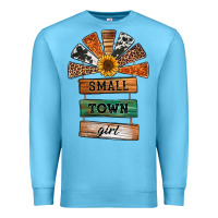 Ocean Blue small town girl western windmill wooden boards Premium Sweatshirt - Jasminsmagicworld