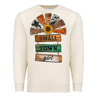 Small Town Girl Western Windmill Wooden Boards Premium Sweatshirt | Teevron
