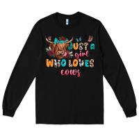 Black just a girl who loves cows Long Sleeve Tee - JahusDesignShop