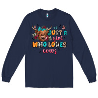 Navy just a girl who loves cows Long Sleeve Tee - JahusDesignShop