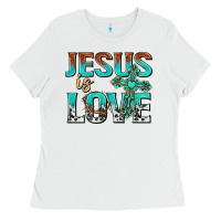White jesus is love Ladies Tee - texasbilliewilder