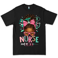 Black afro messy bun nurse life Premium Tee - texasbilliewilder