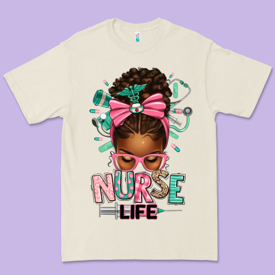 Afro Messy Bun Nurse Life Premium Tee Designed By Texasbilliewilder