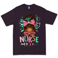 Plum afro messy bun nurse life Premium Tee - texasbilliewilder