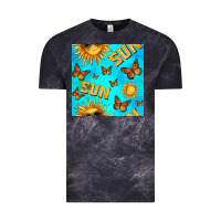 Cloud Black sun with butterfly seamless pattern Vintage Tee - BundleAndBundleShop