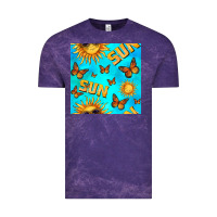 Cloud Purple sun with butterfly seamless pattern Vintage Tee - BundleAndBundleShop