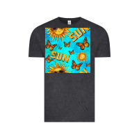 Vintage Black sun with butterfly seamless pattern Vintage Tee - BundleAndBundleShop
