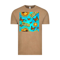 Vintage Coffee sun with butterfly seamless pattern Vintage Tee - BundleAndBundleShop