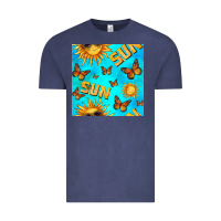 Vintage Denim sun with butterfly seamless pattern Vintage Tee - BundleAndBundleShop