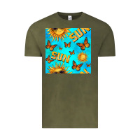 Vintage Olive sun with butterfly seamless pattern Vintage Tee - BundleAndBundleShop