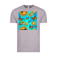 Vintage Zinc sun with butterfly seamless pattern Vintage Tee - BundleAndBundleShop