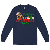 Navy Baking Christmas cheer Long Sleeve Tee - NancyCooperArtShop