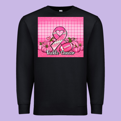 Tackle Cancer Pumpkins Football And Ribbon Premium Sweatshirt Designed By Jasminsmagicworld