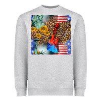 Heather Grey statue of liberty american flag Heavyweight Sweatshirt - BundleAndBundleShop