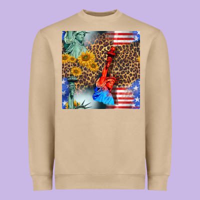 Statue Of Liberty American Flag Heavyweight Sweatshirt Designed By Bundleandbundleshop