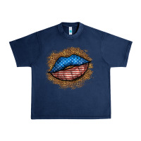Navy western 4 of july lips Urban Heavy Tee - BundleAndBundleShop