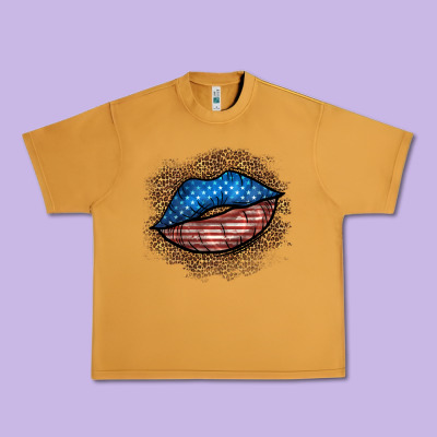 Western 4 Of July Lips Urban Heavy Tee Designed By Bundleandbundleshop