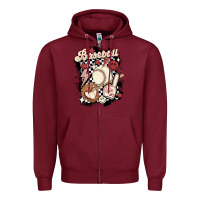 Burgundy checkered retro baseball Zipper Hoodie - MaliasSmallBusiness