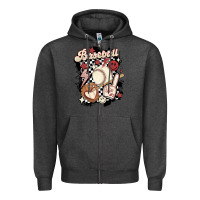 Charcoal Heather checkered retro baseball Zipper Hoodie - MaliasSmallBusiness